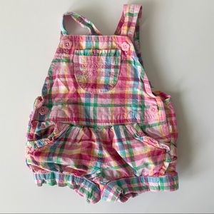 OshKosh B’gosh plaid embroidered overalls